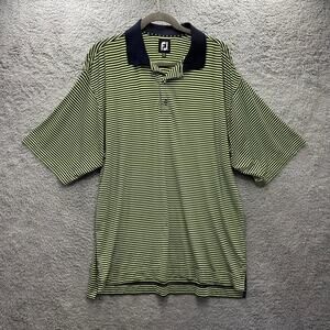 FootJoy Men's Large Green Black Striped Golf Polo Performance Comfort Activewear